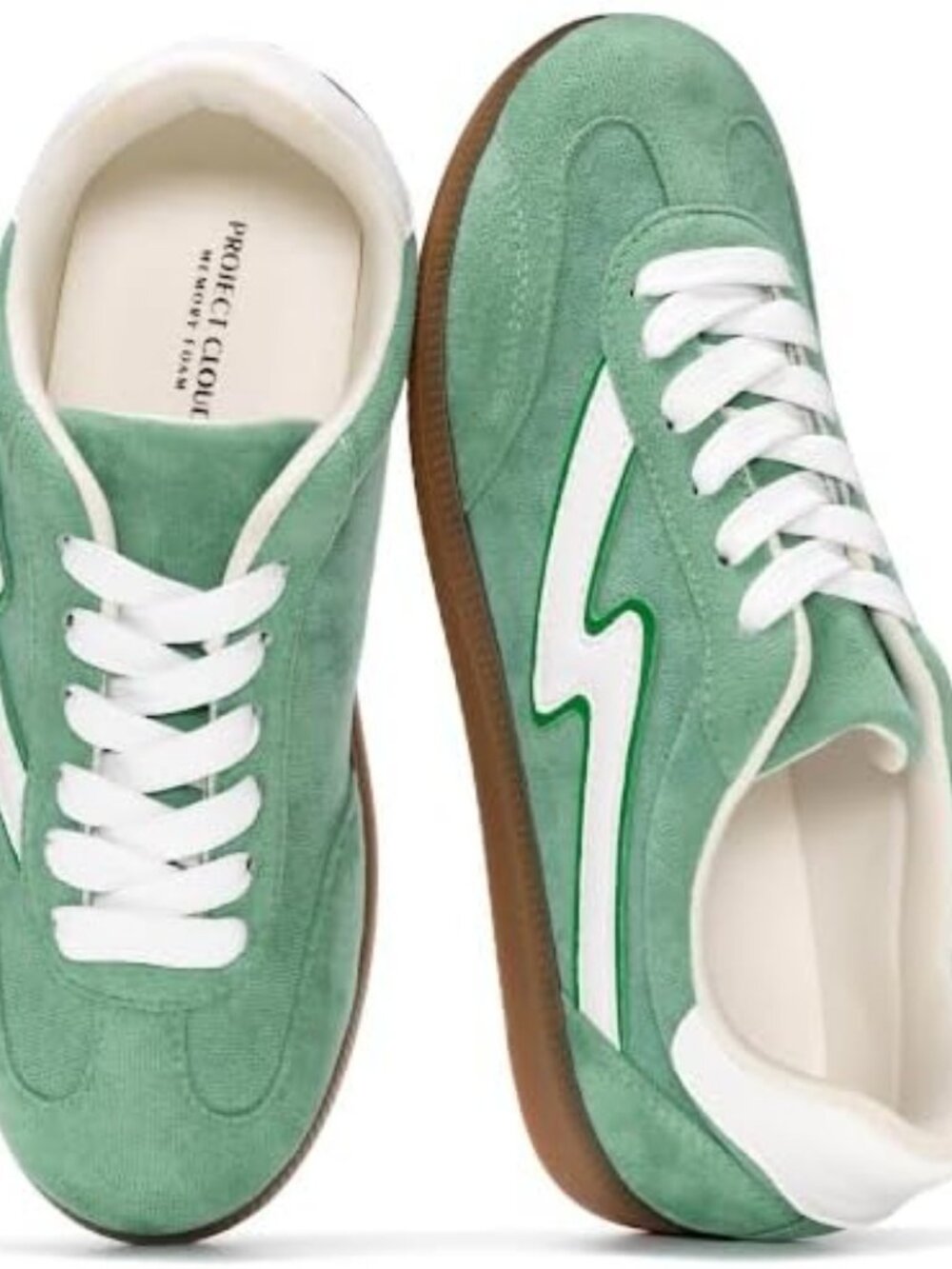 Women's Green Comfortable Fashion Casual Memory Foam Insole Lace Up Sneakers